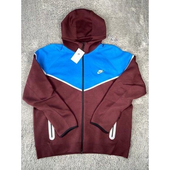 Nike Tech Fleece Windrunner Reflective Zip Hoodie SZ 2XL Men Burgundy HQ3746-652 - Picture 1 of 6